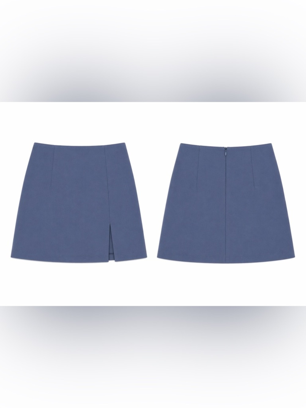 WRAPPER JUST FOR WRAPS Vtg Y2K Slate Blue A Line Mink Skirt Sz 3/4 Made in USA - Picture 3 of 16